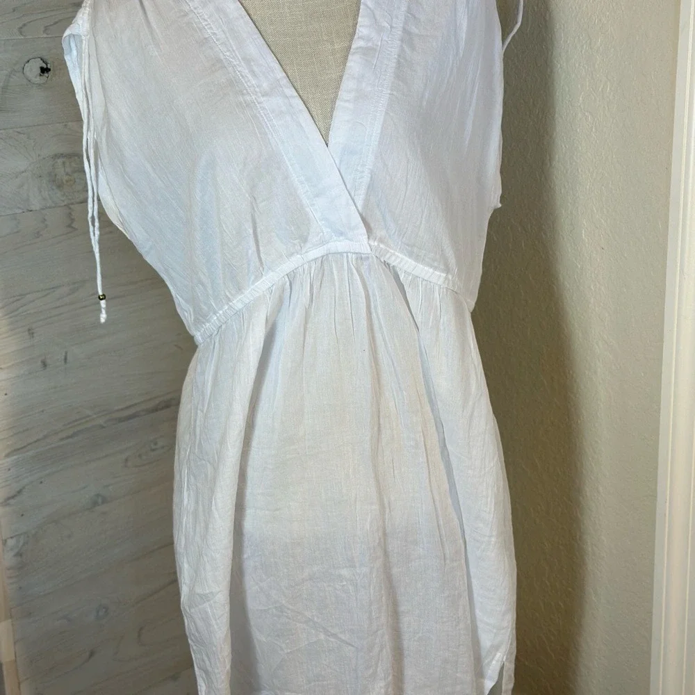 Lauren Ralph Lauren Cover Up Dress SZ LGE White Cotton Excellent Cotton V-neck